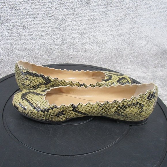 Chole Flats Womens Size 37 Eu 6.5 Us Scalloped Snakeprint Yellow Black Ballert - Picture 7 of 11